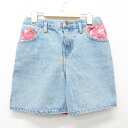 【中古】古着 ショートパンツ ショーツ キッズ ボーイズ 子供服 90年代 90s 花柄 コットン 薄紺 ネイビー デニム他 | 春夏 春物 春服 秋冬 秋物 秋服 女の子 子ども服 こども服 カジュアル ファッション おしゃれ かわいい