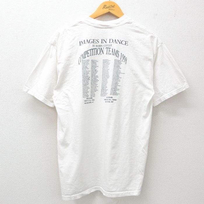【中古】古着 半袖 ビンテージ ヴィンテージTシャツ メンズ 90年代 90s ダンス コットン クルーネック 丸首 白 ホワイト Lサイズ 中古 | 春夏 夏物 夏服 ヴィンテージTシャツ メンズファッション カットソー ティーシャツ ティシャツ メンズTシャツ 半袖Tシャツ 5OF