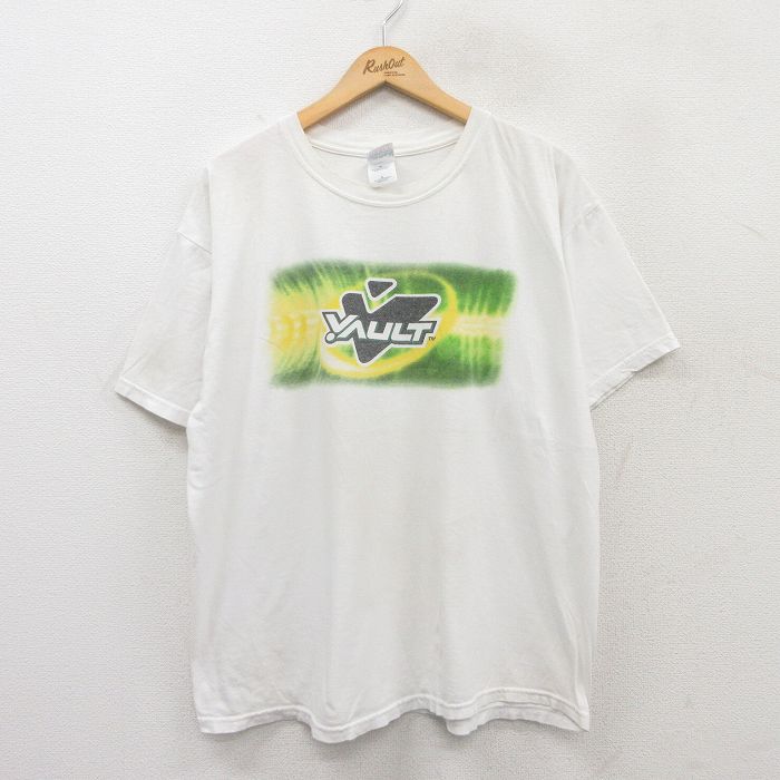 乐天商城 - 【中古】古着 00s ヴィンテージTシャツ メンズ XLサイズ 白 クルーネック VAULT コットン アメカジ ストリート カジュアル きれいめ レトロ オールド 25jun02