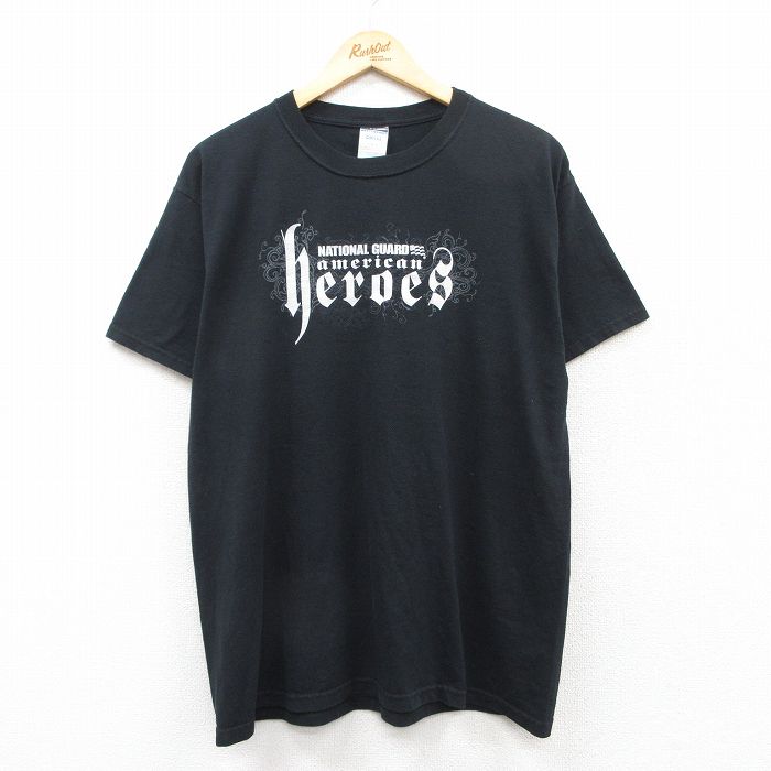 乐天商城 - 【中古】古着 00s ヴィンテージTシャツ メンズ Lサイズ 黒 クルーネック ヒーローズ プリント アメカジ ストリート カジュアル きれいめ レトロ オールド 25jun02 5OF