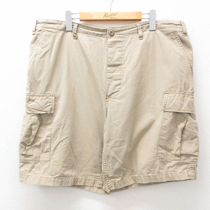 【中古】古着 ショート ミリタリー カーゴパンツ ショーツ メンズ リップストップ 大きいサイズ ゆったり オーバーサイズ コットン ベージュ カーキ W39 中古 ボトムス 短パン ショーパン | 春夏 春物 春服 夏物 夏服 半ズボン カジュアル メンズファッション フ 2OF