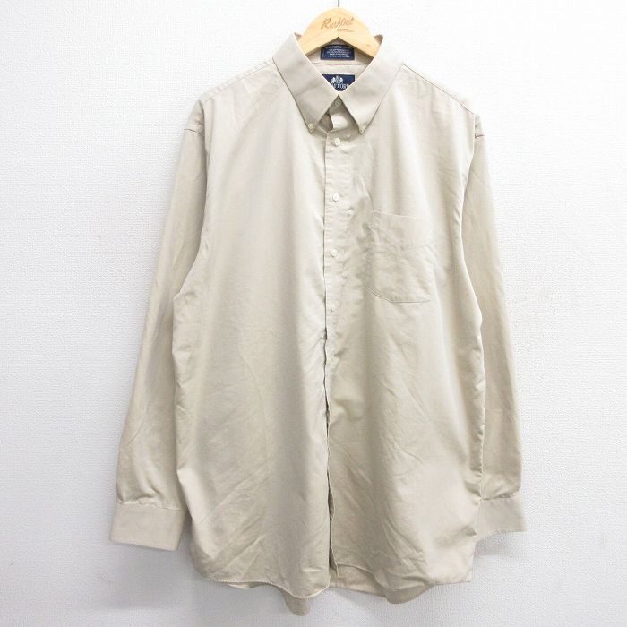 樂天商城 - 【中古】古着 長袖シャツ メンズ 大きいサイズ 2L LL ビッグシルエット ゆったり ビッグサイズ オーバーサイズ ロング丈 ベージュ カーキ XLサイズ 中古 トップス | 春夏 春物 春服 秋冬 秋物 秋服 カジュアルシャツ メンズファッション 長袖シャツ おしゃれ カジ