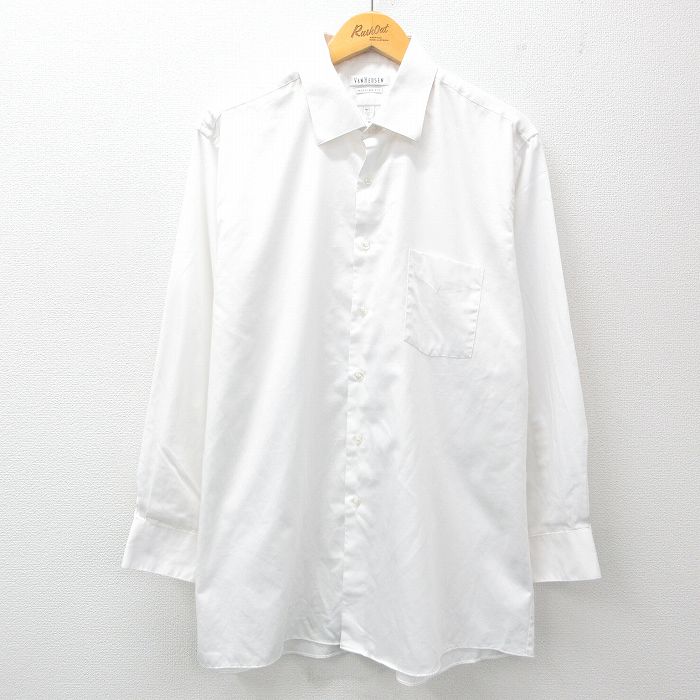 Rakuten - 【中古】古着 バンヒューセン 長袖シャツ メンズ XLサイズ 白 カジュアルシャツ 大きいサイズ ゆったり アメカジ ストリート きれいめ ヴィンテージ レトロ オールド 25jun03 5OF