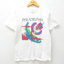 【中古】古着 半袖 ビンテージ ヴィンテージTシャツ メンズ 90年代 90s フィラデルフィア コットン クルーネック 丸首 USA製 アメリカ製 白 ホワイト Mサイズ 中古 | 春夏 夏物 夏服 ヴィンテージTシャツ メンズファッション カットソー ティーシャツ ティシャツ