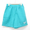 【中古】古着 リーボック REEBOK ショート ナイロン イージーパンツ ショーツ キッズ ボーイズ 子供服 00年代 00s ワンポイントロゴ 青緑 | 春夏 春物 春服 秋冬 秋物 秋服 女の子 子ども服 こども服 カジュアル ファッション おしゃれ かわいい