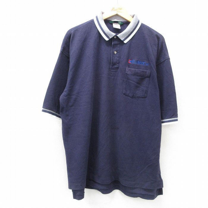 樂天商城 - 【中古】古着 半袖 ポロシャツ メンズ 00年代 00s FLAMEX 鹿の子 大きいサイズ 2L LL ビッグシルエット ゆったり ビッグサイズ オーバーサイズ ロング丈 コットン 紺他 ネイビー XLサイズ 中古 トップス | 春夏 春物 春服 夏物 夏服 カジュアルシャツ メンズファ