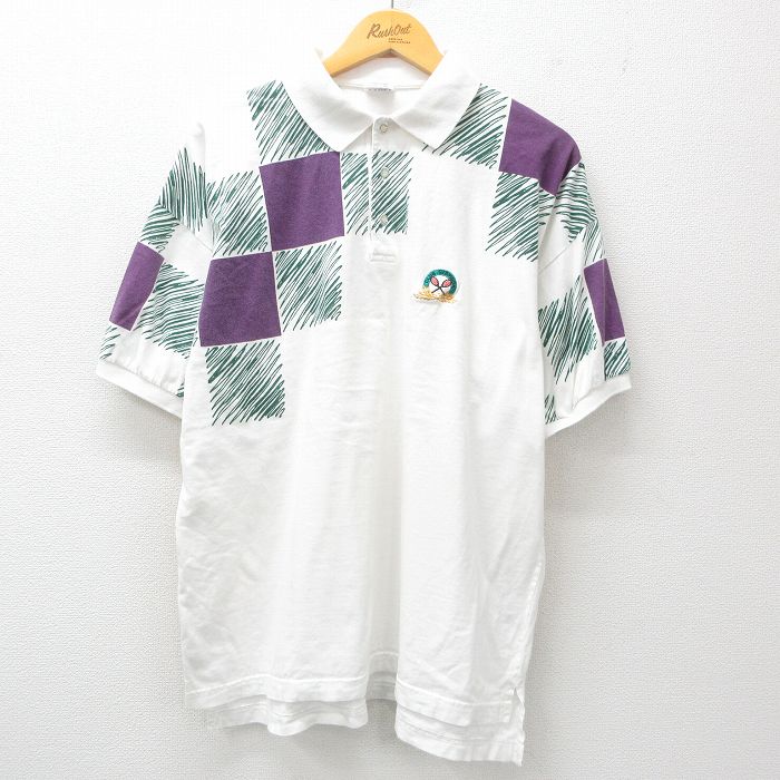 Rakuten - 【中古】古着 90s ポロシャツ メンズ XLサイズ 半袖 白 テニス コットン アメカジ ストリート 90年代 ヴィンテージ カジュアル きれいめ レトロ オールド 25jun05
