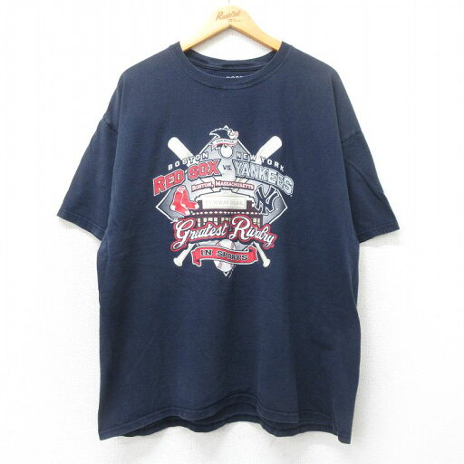 【中古】古着 半袖 ビンテージ ヴィンテージTシャツ メンズ 00年代 00s MLB ボストンレッドソックス ニューヨークヤンキース 大きいサイズ 2L LL ビッグシルエット ゆったり ビッグサイズ オーバーサイズ コットン クルーネック 丸首 紺 ネイビー メジャーリーグ 【中古】古着 半袖 ビンテージ ヴィンテージTシャツ メンズ 00年代 00s MLB ボストンレッドソックス ニューヨークヤンキース 大きいサイズ 2L LL ビッグシルエット ゆったり ビッグサイズ オーバーサイズ コットン クルーネック 丸首 紺 ネイビー メジャーリーグ