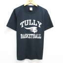 【中古】古着 フルーツオブザルーム 半袖 ビンテージ ヴィンテージTシャツ メンズ 00年代 00s TULLY バスケットボール クルーネック 丸首 黒 ブラ...