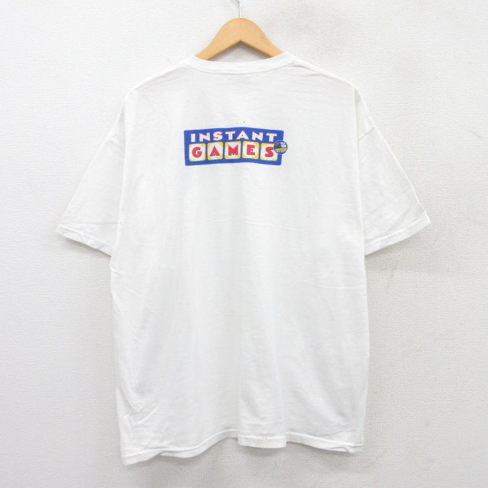 【中古】古着 00s 半袖Tシャツ INSTANT GAMES メンズ ホワイト XLサイズ プリント アメカジ ストリート カジュアル きれいめ ヴィンテージ レトロ オールド