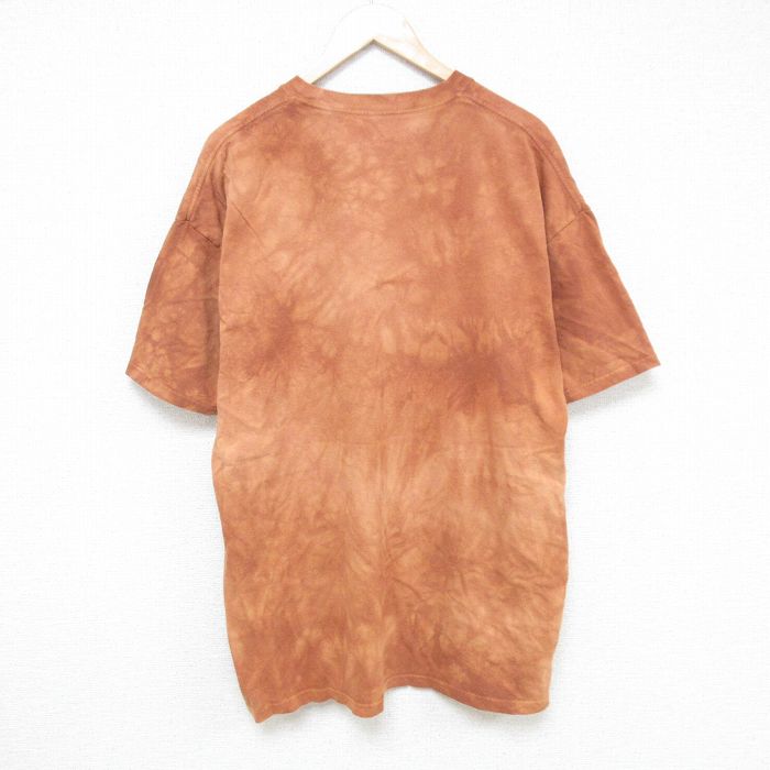 【中古】古着 半袖Tシャツ メンズ 犬 大きいサイズ 2L LL ビッグシルエット ゆったり ビッグサイズ オーバーサイズ コットン クルーネック 丸首 茶他 ブラウン タイダイ XLサイズ 中古 | 春夏 夏物 夏服 メンズファッション カットソー ティーシャツ ティシャツ