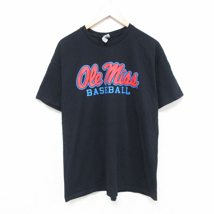 STREET - 【中古】古着 ベースボール半袖Tシャツ メンズ XLサイズ 黒 コットン クルーネック ヴィンテージ アメカジ ストリート カジュアル きれいめ レトロ オールド 25jun06 5OF
