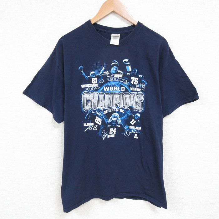 【中古】古着 90s 半袖Tシャツ ニューイングランドペイトリオッツ メンズ ネイビー XLサイズ アメカジ ストリート カジュアル きれいめ ヴィンテージ レトロ オールド 5OF