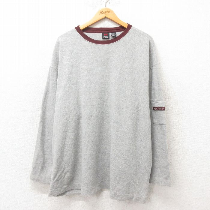 乐天商城 - 【中古】古着 長袖Tシャツ メンズ XLサイズ クルーネック グレー ビッグシルエット 大きいサイズ ゆったり アメカジ ストリート カジュアル きれいめ ヴィンテージ レトロ 25jun06