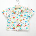 【中古】古着 半袖シャツ キッズ ガールズ 子供服 家 木 ハート 開襟 オープンカラー 白他 ホワイト | 春夏 春物 春服 秋冬 秋物 秋服 女の子 子ども...