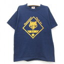 【中古】古着 フルーツオブザルーム 半袖 ビンテージ ヴィンテージTシャツ キッズ ボーイズ 子供服 00年代 00s CUB SCOUTS コットン クルーネック 丸首 紺 ネイビー | 春夏 春物 春服 秋冬 秋物 秋服 女の子 子ども服 こども服 カジュアル ファッション おしゃれ
