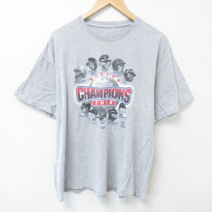 乐天商城 - 【中古】古着 半袖Tシャツ メンズ MLB ボストンレッドソックス 上原浩治 クルーネック 丸首 グレー 霜降り XLサイズ 中古 | 春夏 夏物 夏服 メンズファッション カットソー ティーシャツ ティシャツ メンズTシャツ 半袖Tシャツ 半袖ティーシャツ カジュアルTシャ