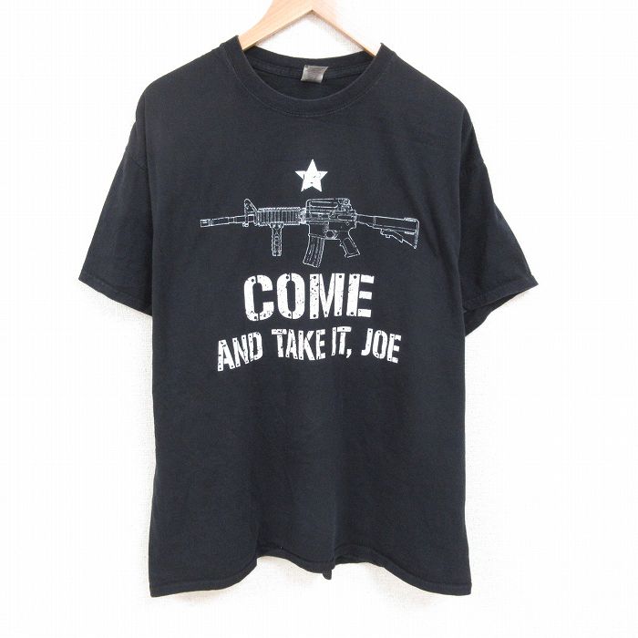 【中古】古着 半袖Tシャツ メンズ マシンガン 大きいサイズ 2L LL ビッグシルエット ゆったり ビッグサイズ オーバーサイズ コットン クルーネック 丸首 黒 ブラック XLサイズ 中古 | 春夏 夏物 夏服 メンズファッション カットソー ティーシャツ ティシャツ メン