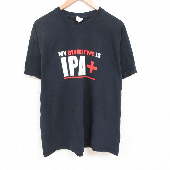 【中古】古着 半袖Tシャツ メンズ IPA 大きいサイズ 2L LL ビッグシルエット ゆったり ビッグサイズ オーバーサイズ コットン クルーネック 丸首 黒 ブラック XLサイズ 中古 | 春夏 夏物 夏服 メンズファッション カットソー ティーシャツ ティシャツ メンズTシャ