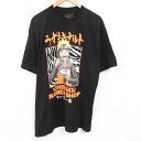 【中古】古着 半袖Tシャツ メンズ アニメ ナルト疾風伝 うずまきナルト 大きいサイズ 2L LL ビッグシルエット ゆったり ビッグサイズ オーバーサイズ ロング丈 コットン クルーネック 丸首 黒 ブラック XLサイズ 中古 | 春夏 夏物 夏服 メンズファッション カット
