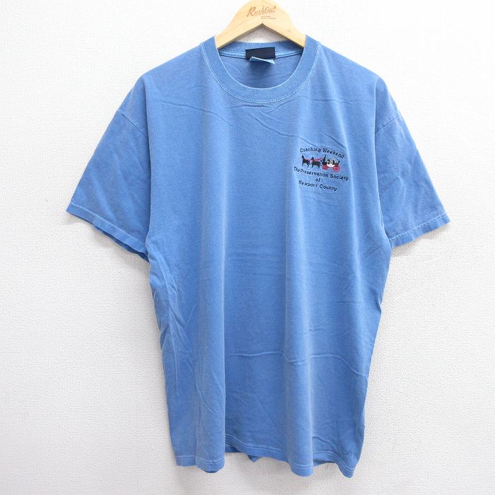 【中古】古着 半袖 ビンテージ ヴィンテージTシャツ メンズ 00年代 00s Coaching Weekend コットン クルーネック 丸首 薄紺 ネイビー XLサイズ 中古 | 春夏 夏物 夏服 ヴィンテージTシャツ メンズファッション カットソー ティーシャツ ティシャツ メンズTシャツ
