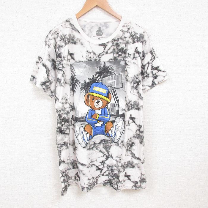 乐天商城 - 【中古】古着 半袖Tシャツ メンズ クマ 大きいサイズ 2L LL ビッグシルエット ゆったり ビッグサイズ オーバーサイズ ロング丈 クルーネック 丸首 濃グレー他 タイダイ XLサイズ 中古 | 春夏 夏物 夏服 メンズファッション カットソー ティーシャツ ティシャツ メ