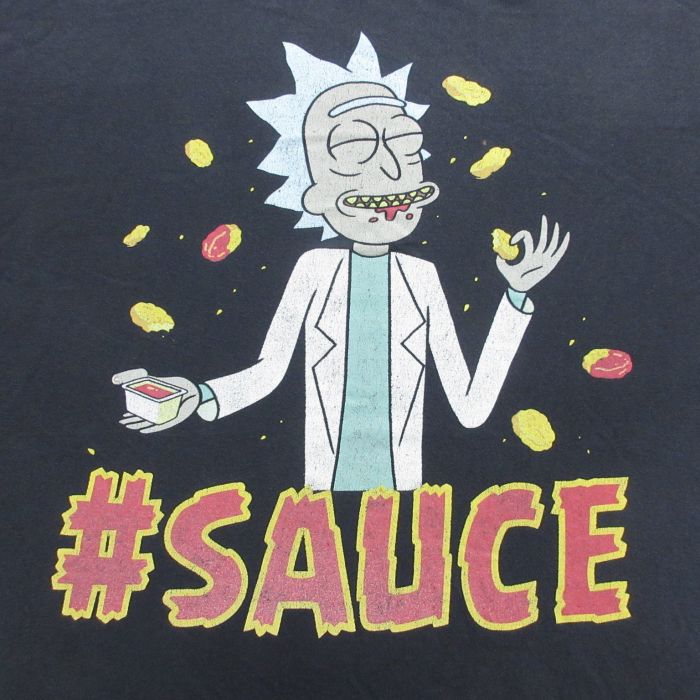 【中古】古着 リップルジャンクション 半袖Tシャツ メンズ リックアンドモーティ 大きいサイズ 2L LL ビッグシルエット ゆったり ビッグサイズ オーバーサイズ コットン クルーネック 丸首 黒 ブラック XLサイズ 中古 | 春夏 夏物 夏服 メンズファッション カット