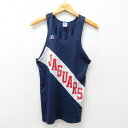 【中古】古着 ラッセル ビンテージ ヴィンテージ タンクトップ メンズ 80年代 80s JAGUARS クルーネック 丸首 USA製 アメリカ製 紺他 ネイビー Sサイズ 小さいサイズ 中古 春夏 夏物 夏服 メンズファッション カジュアル おしゃれ