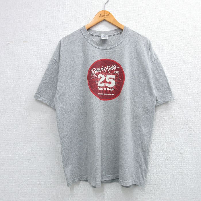 Rakuten - 【中古】古着 00s ヴィンテージTシャツ メンズ XLサイズ グレー 霜降り クルーネック プリント ストリート アメカジ カジュアル きれいめ レトロ オールド 25jun07