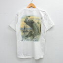 【中古】古着 半袖 ビンテージ ヴィンテージTシャツ メンズ 00年代 00s AL AGNEW 魚 釣り 胸ポケット付き コットン クルーネック 丸首 白 ホワイト Mサイズ 中古 | 春夏 夏物 夏服 ヴィンテージTシャツ メンズファッション カットソー ティーシャツ ティシャツ メ