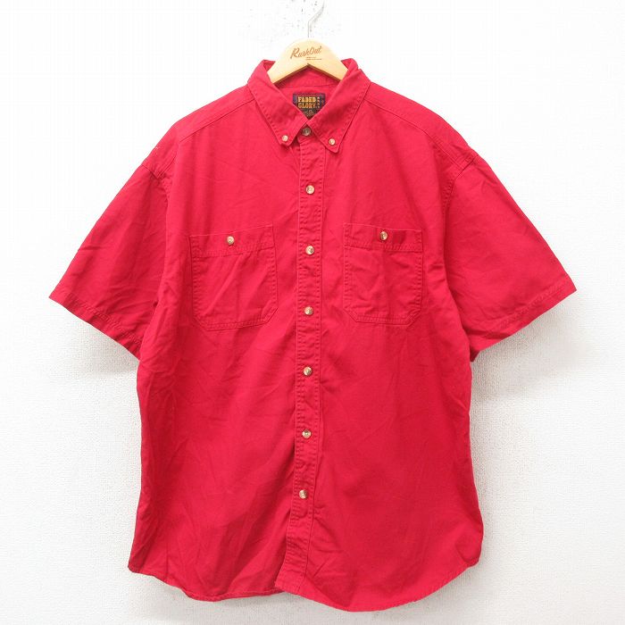 樂天商城 - 【中古】古着 FADED GLORY 半袖シャツ メンズ 00年代 00s 大きいサイズ 2L LL ビッグシルエット ゆったり ビッグサイズ オーバーサイズ コットン ボタンダウン 赤 レッド XLサイズ 中古 トップス | 春夏 春物 春服 夏物 夏服 カジュアルシャツ メンズファッション