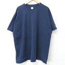 【中古】古着 ラッセル 半袖Tシャツ メンズ 無地 クルーネック 丸首 紺 ネイビー XLサイズ 中古 | 春夏 夏物 夏服 メンズファッション カットソー ティーシャツ ティシャツ メンズTシャツ 半袖Tシャツ 半袖ティーシャツ カジュアルTシャツ おしゃれ カジュアル