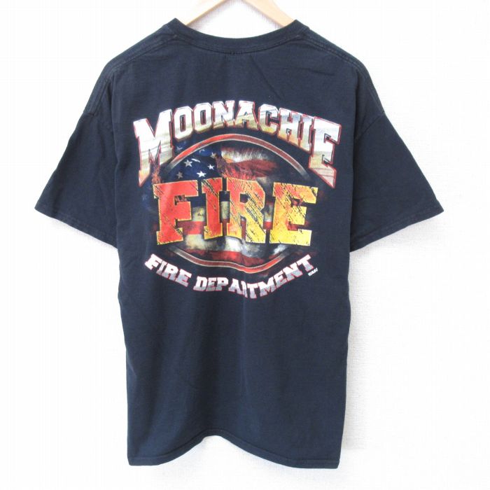 日式花紋 - 【中古】古着 半袖 ビンテージ ヴィンテージTシャツ メンズ 00年代 00s 消防署 クルーネック 丸首 黒 ブラック XLサイズ 中古 | 春夏 夏物 夏服 ヴィンテージTシャツ メンズファッション カットソー ティーシャツ ティシャツ メンズTシャツ 半袖Tシャツ 半袖ティ