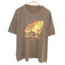 【中古】古着 半袖Tシャツ メンズ シカ 大きいサイズ 2L LL ビッグシルエット ゆったり ビッグサイズ オーバーサイズ クルーネック 丸首 こげ茶 ブラウン XLサイズ 中古 | 春夏 夏物 夏服 メンズファッション カットソー ティーシャツ ティシャツ メンズTシャツ