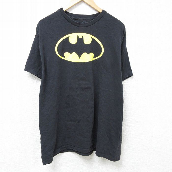 【中古】古着 半袖Tシャツ メンズ DCコミックス バットマン BATMAN 大きいサイズ 2L LL ビッグシルエット ゆったり ビッグサイズ オーバーサイズ コットン クルーネック 丸首 黒 ブラック XLサイズ 中古 | 春夏 夏物 夏服 メンズファッション カットソー ティーシ