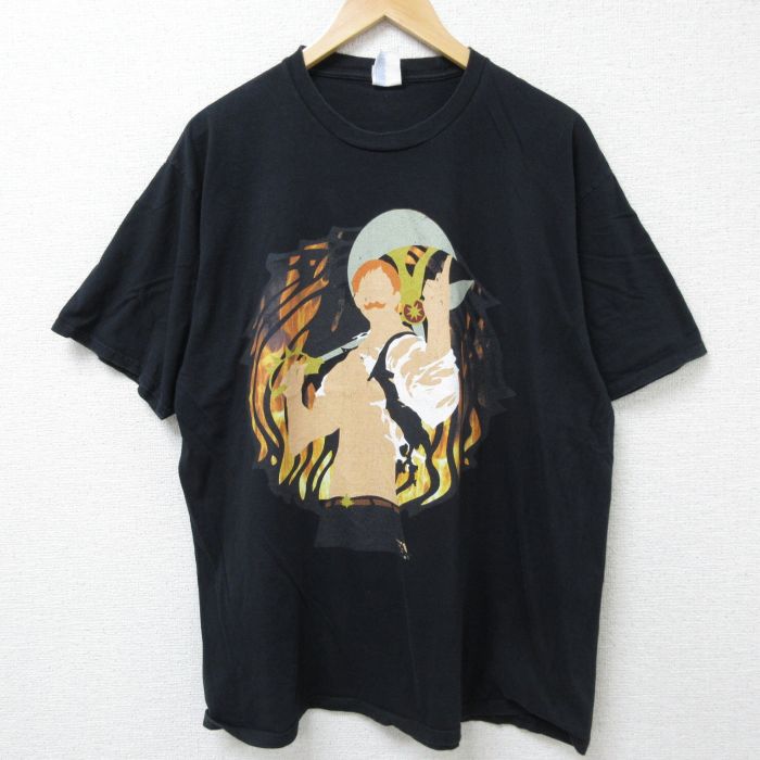 【中古】古着 半袖Tシャツ メンズ 男性 大きいサイズ 2L LL ビッグシルエット ゆったり ビッグサイズ オーバーサイズ コットン クルーネック 丸首 黒 ブラック XLサイズ 中古 | 春夏 夏物 夏服 メンズファッション カットソー ティーシャツ ティシャツ メンズTシ