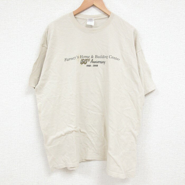 乐天商城 - 【中古】古着 半袖 ビンテージ ヴィンテージTシャツ メンズ 00年代 00s 50周年記念 コットン クルーネック 丸首 ベージュ カーキ XLサイズ 中古 | 春夏 夏物 夏服 ヴィンテージTシャツ メンズファッション カットソー ティーシャツ ティシャツ メンズTシャツ 半袖