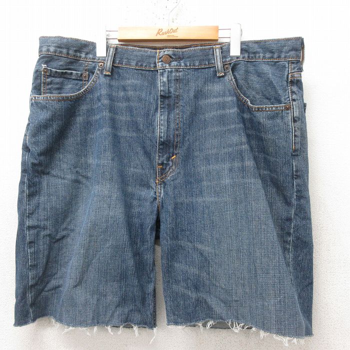 樂天商城 - 【中古】古着 リーバイス Levis 550 ショートパンツ ショーツ メンズ ヒゲ 大きいサイズ ゆったり オーバーサイズ コットン 紺 ネイビー デニム W43 中古 ボトムス 短パン ショーパン ハーフ | 春夏 春物 春服 夏物 夏服 半ズボン カジュアル メンズファッション