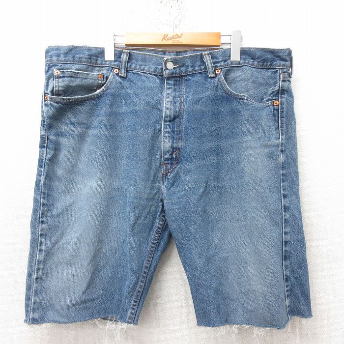 Cotton Pants - 【中古】古着 リーバイス Levis 505 ショートパンツ ショーツ メンズ ヒゲ 大きいサイズ ゆったり オーバーサイズ コットン 紺 ネイビー デニム W42 中古 ボトムス 短パン ショーパン ハーフ | 春夏 春物 春服 夏物 夏服 半ズボン カジュアル メンズファッション