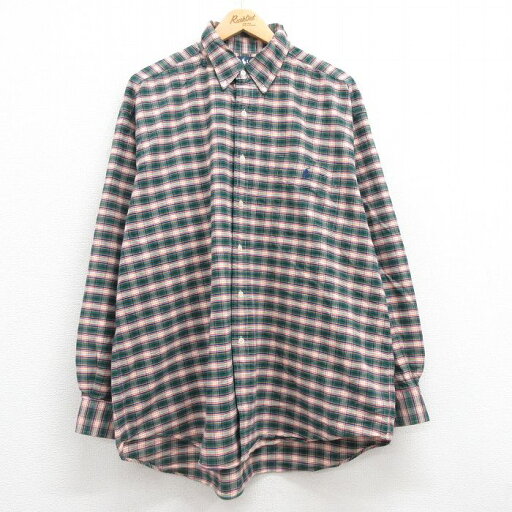 【中古】古着 ラルフローレン Ralph Lauren 長袖 ブランドシャツ メンズ 90年代 90s ワンポイントロゴ BIG SHIRT 大きいサイズ 2L LL ビッグシルエット ゆったり ビッグサイズ オーバーサイズ コットン ボタンダウン 緑他 グリーン チェック XLサイズ 中古 トップ 【中古】古着 ラルフローレン Ralph Lauren 長袖 ブランドシャツ メンズ 90年代 90s ワンポイントロゴ BIG SHIRT 大きいサイズ 2L LL ビッグシルエット ゆったり ビッグサイズ オーバーサイズ コットン ボタンダウン 緑他 グリーン チェック XLサイズ 中古 トップ