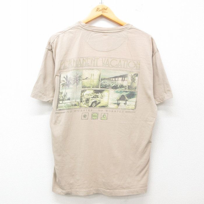 【中古】古着 半袖Tシャツ メンズ 車 ヤシの木 橋 コットン クルーネック 丸首 ベージュ カーキ Lサイズ 中古 | 春夏 夏物 夏服 メンズファッション カットソー ティーシャツ ティシャツ メンズTシャツ 半袖Tシャツ 半袖ティーシャツ カジュアルTシャツ おしゃれ 2OF
