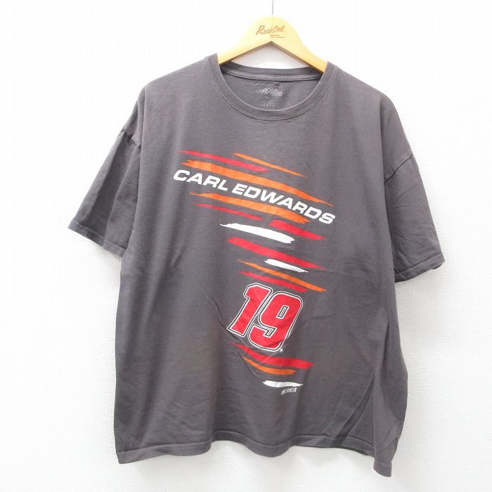 樂天商城 - 【中古】古着 半袖Tシャツ メンズ カールエドワーズ 19 NASCAR 大きいサイズ 2L LL ビッグシルエット ゆったり ビッグサイズ オーバーサイズ コットン クルーネック 丸首 濃グレー XLサイズ 中古 | 春夏 夏物 夏服 メンズファッション カットソー ティーシャツ テ
