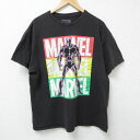【中古】古着 半袖Tシャツ メンズ マーベル ブラックパンサー コットン クルーネック 丸首 黒 ブラック XLサイズ 中古 | 春夏 夏物 夏服 メンズファッション カットソー ティーシャツ ティシャツ メンズTシャツ 半袖Tシャツ 半袖ティーシャツ カジュアルTシャツ