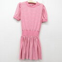 【中古】古着 半袖 ビンテージ ヴィンテージワンピース キッズ ガールズ 子供服 90年代 90s USA製 アメリカ製 ピンク他 ボーダー | 春夏 春物 春...