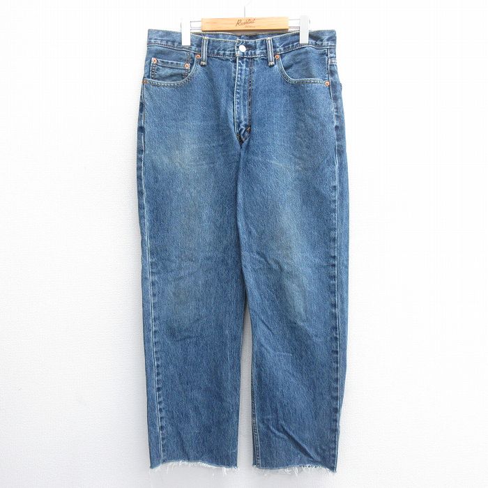 【中古】古着 リーバイス 550 デニムパンツ ジーンズ メンズ ネイビー Levis W34 コットン ロング丈 カジュアル アメカジ ストリート きれいめ ヴィンテージ レトロ