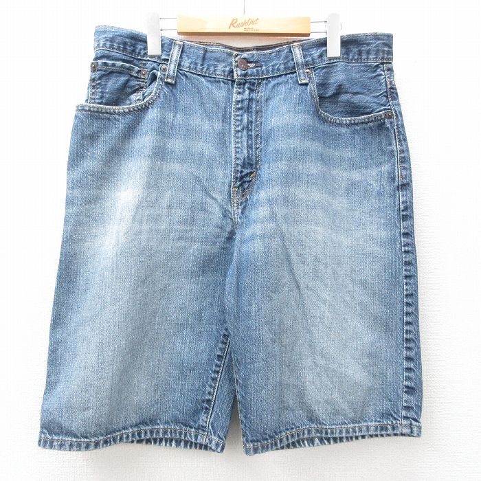 【中古】古着 リーバイス 565 デニムショートパンツ メンズ W35 ネイビー Levis コットン ヒゲ加工 ハーフパンツ アメカジ ストリート カジュアル きれいめ ヴィンテージ【spe】