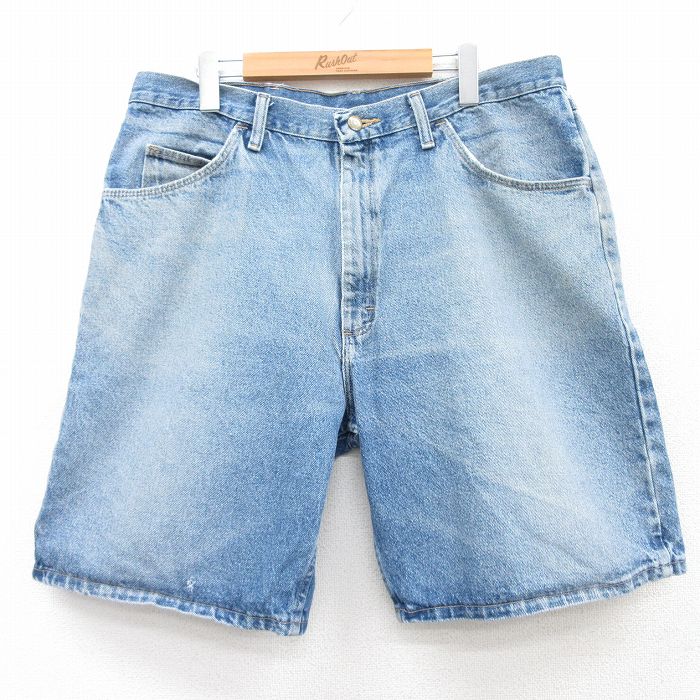 【中古】古着 ラングラー Wrangler ショートパンツ ショーツ メンズ ヒゲ コットン 紺 ネイビー デニム W36 中古 ボトムス 短パン ショーパン ハーフ | 春夏 春物 春服 夏物 夏服 半ズボン カジュアル メンズファッション ファッション おしゃれ