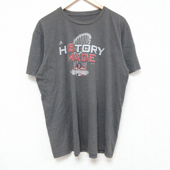 樂天商城 - 【中古】古着 半袖Tシャツ メンズ MLB ボストンレッドソックス クルーネック 丸首 濃グレー 霜降り メジャーリーグ ベースボール 野球 Lサイズ 中古 | 春夏 夏物 夏服 メンズファッション カットソー ティーシャツ ティシャツ メンズTシャツ 半袖Tシャツ 半袖ティ
