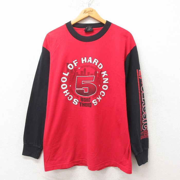 【中古】古着 SCHOOL OF HARD KNOCKS 長袖 ビンテージ ヴィンテージTシャツ メンズ 90年代 90s 5 ツートンカラー バイカラー コットン クルーネック 丸首 USA製 アメリカ製 【spe】 Lサイズ 中古 | 春夏 春物 春服 秋冬 秋物 秋服 メンズファッション ロンT カッ