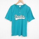 【中古】古着 半袖 ビンテージ ヴィンテージTシャツ メンズ 00年代 00s Dexter クルーネック 丸首 青緑 Mサイズ 中古 | 春夏 夏物 夏服 ヴィンテージTシャツ メンズファッション カットソー ティーシャツ ティシャツ メンズTシャツ 半袖Tシャツ 半袖ティーシャツ